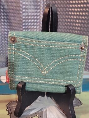 Levi's Teal Denim Wallet with Red Logo Tab